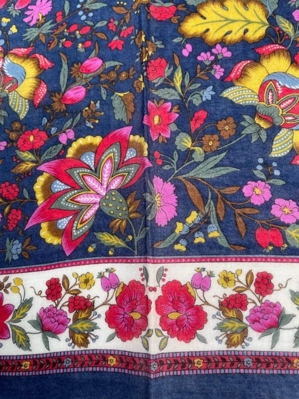 Vintage Yves Saint Laurent Floral Cotton Scarf